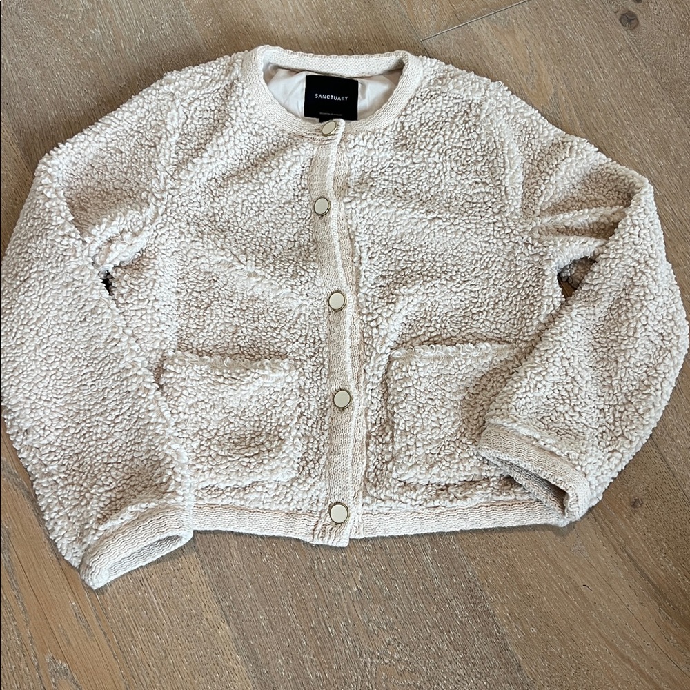 Sanctuary Cuddle Up Cardigan Sherpa boucle Fleece Small